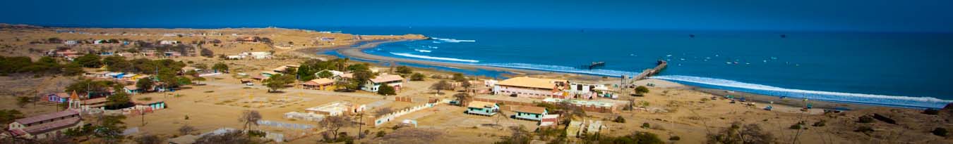 View of Lobitos township and the surf points in Lobitos